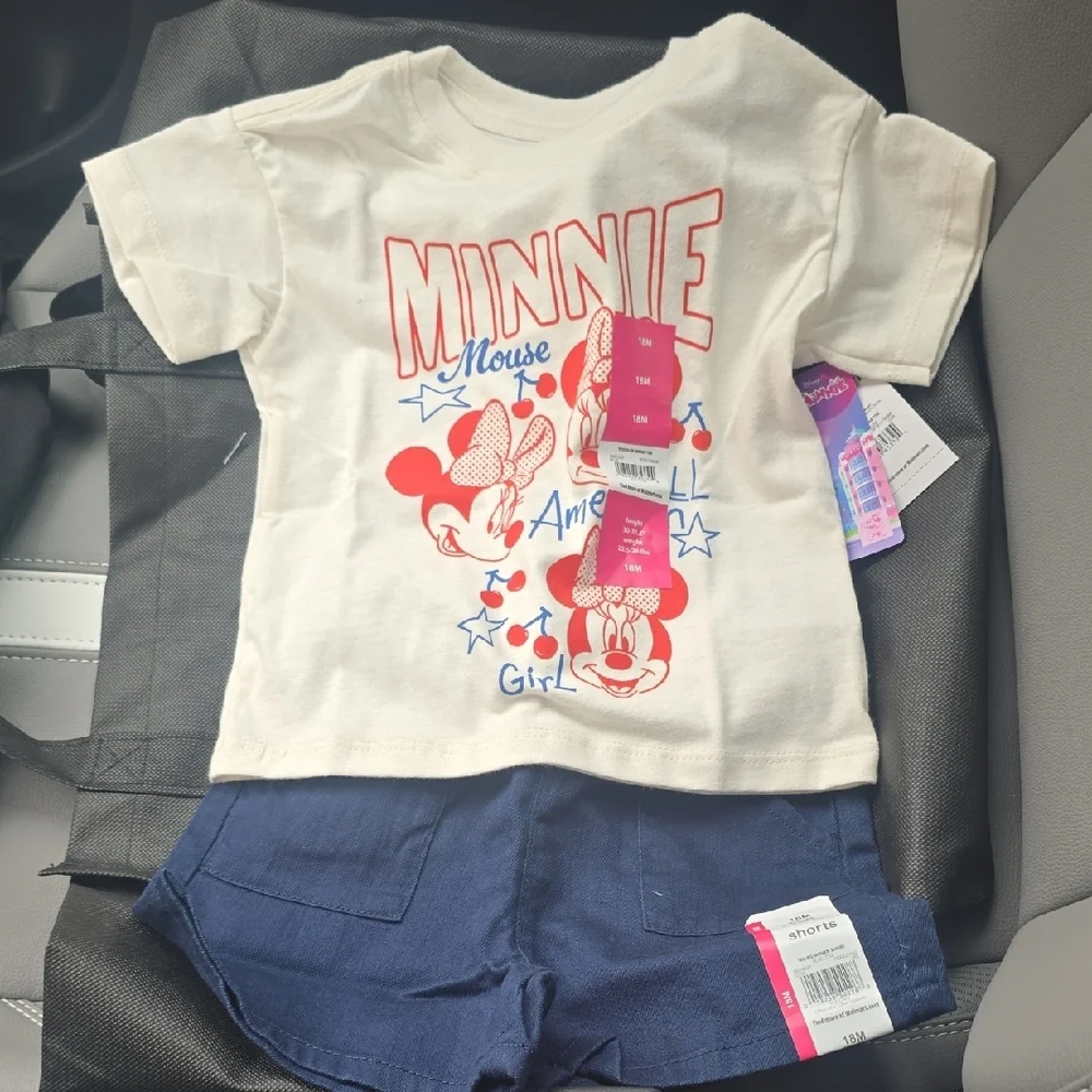 Disney Minnie Mouse White Red and Blue Kids Matching Set